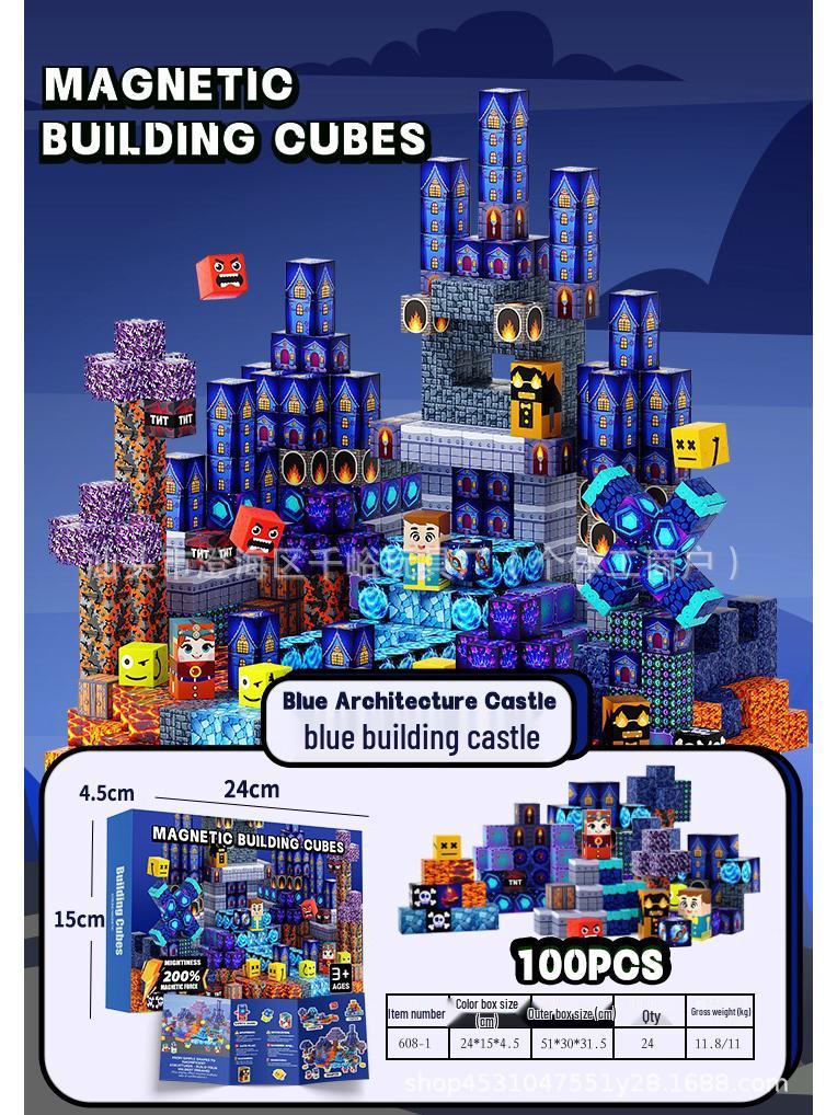 Magnetic Pink Castle STEM Cube Building Set