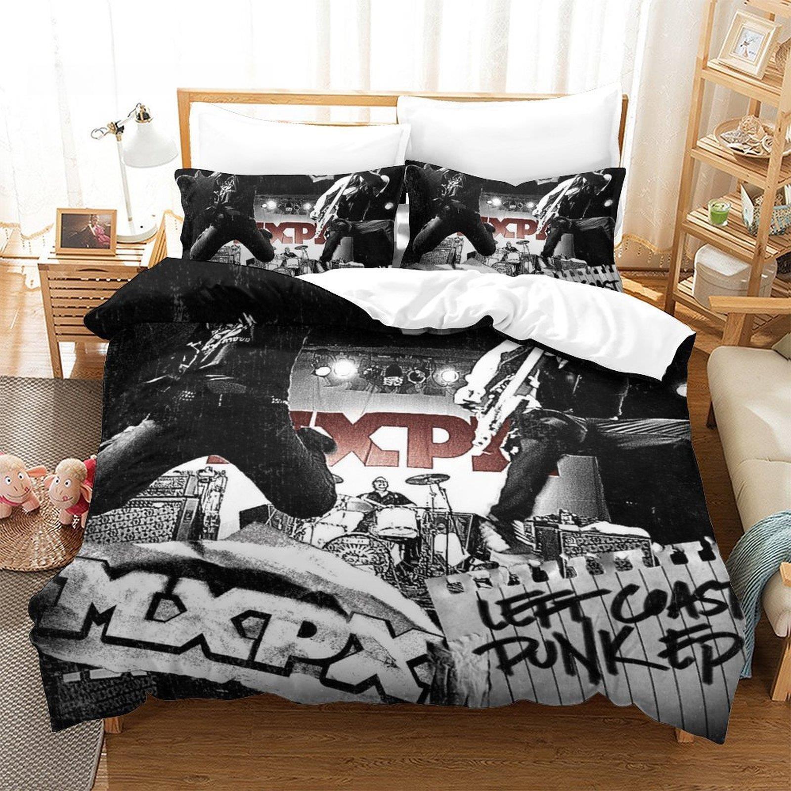 

3D Printed Rock Music Mxpx Bedding Set Single Twin Full Queen King Size Bed Set Adult Kid Bedroom Duvet Cover Sets Home Textiles EU single(135x200cm)
