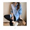 Denim Shirt Women's Spring and Autumn Large Loose Long-sleeved Shirt Striped Shirt Versatile Casual Tops