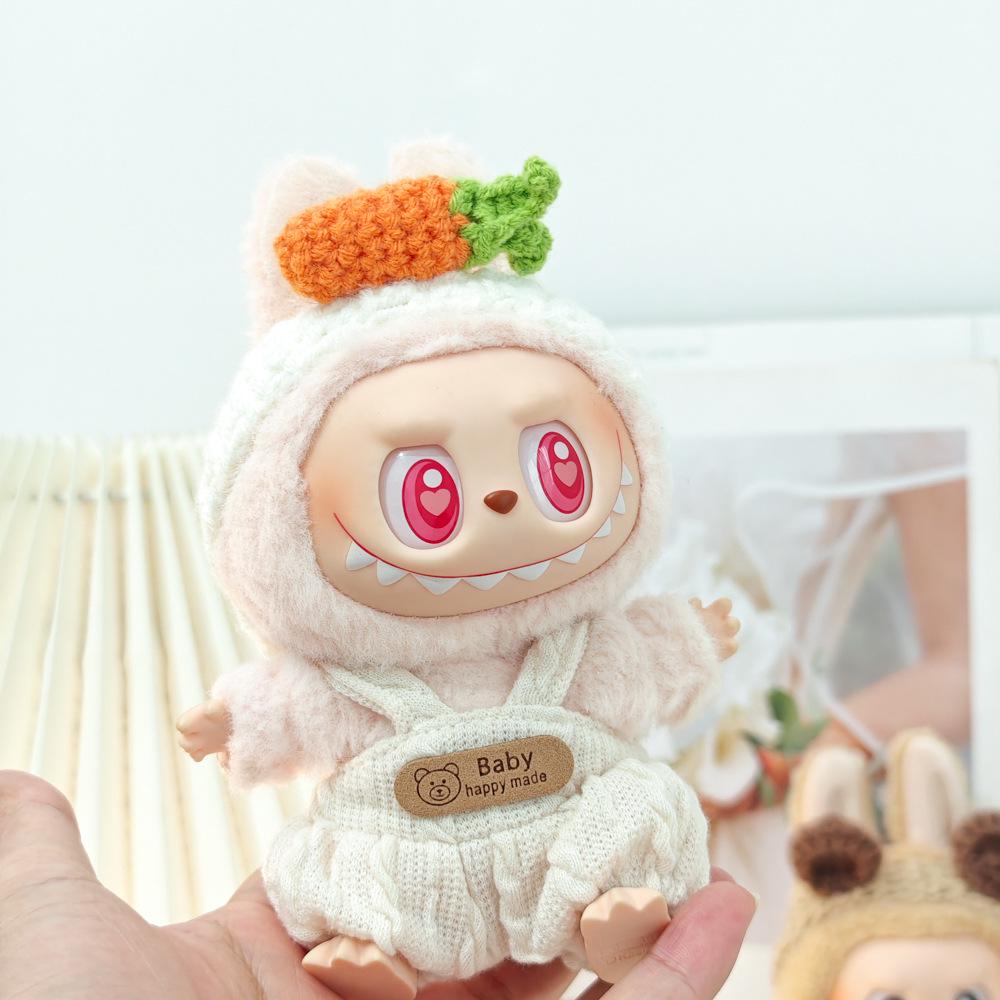 Doll Clothes & Accessories: First & Second Gen Labubu Charm Outfits - Cute Rabbit & Bear Overalls