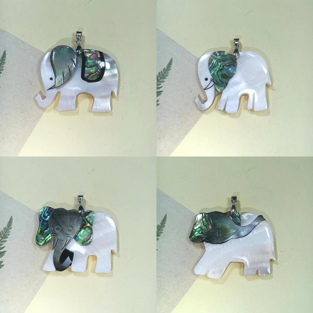 Handcrafted Cartoon Elephant Shell Pendant Jewelry For Kids And Teens