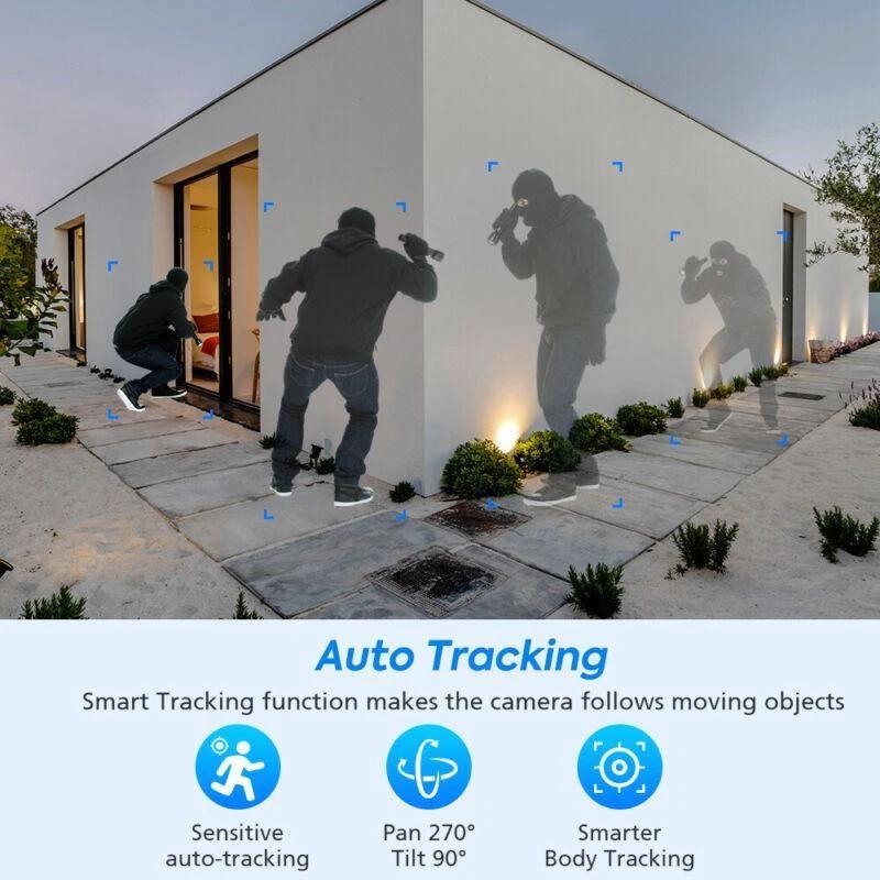 EU Plug 6MP Dual Lens WIFI PTZ IP Security Camera Real Time Dual Screen Ai Auto Tracking Body Detection Outdoor Waterproof CCTV Video Surveillance