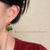 Christmas Bell & Tree Drip Oil Stud Earrings - Cute Niche Design for Women