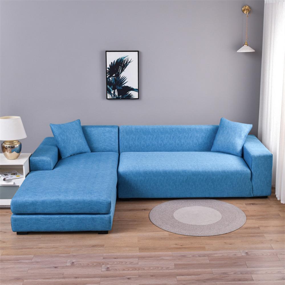 

Stretch Linen Gray Full Cover Sofa Slipcover Simple Fabric Sofa Cover All Season Use Single S 90-140CM