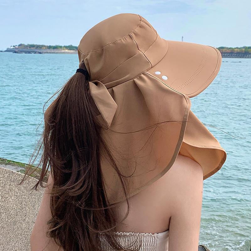 New Summer Outdoor Cycling Tea Picking Breathable Neck Protection Shawl Hat Full Face Sunscreen Hat Big Edge Sun Hat