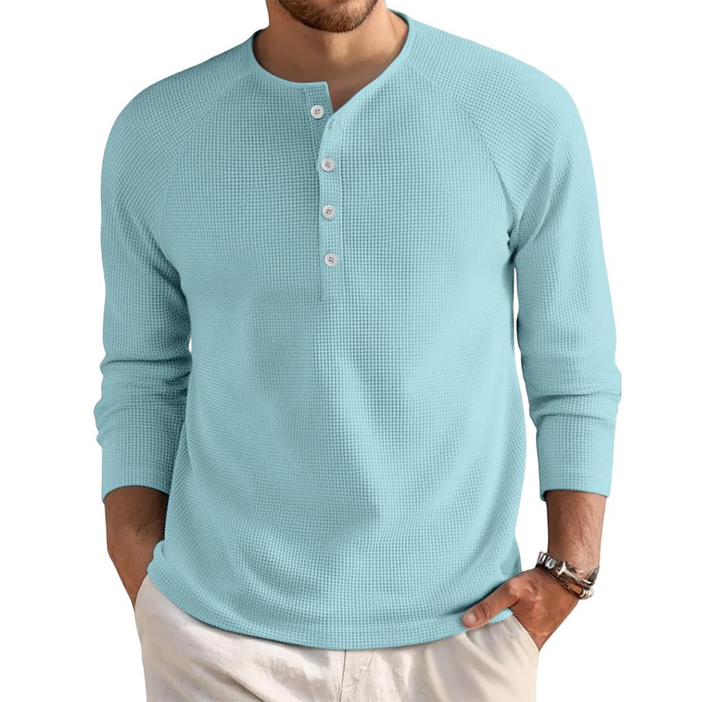 Men's Loose Casual Button Down Collar Long Sleeve Top