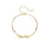 Sterling Silver Double-Layer Heart & Round Bead Bracelet - Japanese & Korean Style