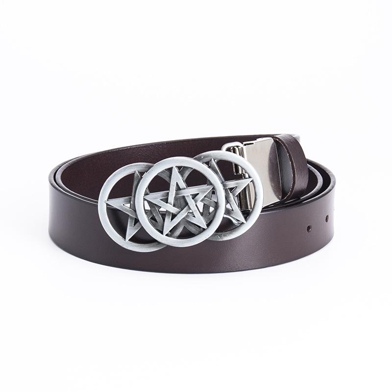 Men's Trendy Five-Star Leather Belt - European & American Celtic Classic Design