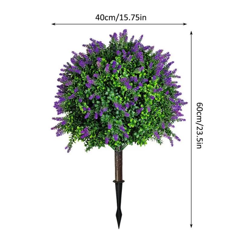 2pcs Artificial Faux Cedar Cypress Topiaries, 23.5in UV Resistant Realistic Fake Shrub Ball Trees with Ground Stake for Garden