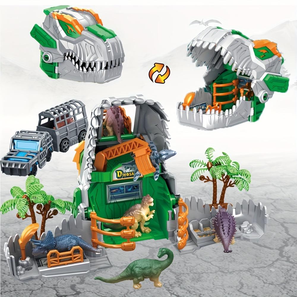 

Jurassic Dinosaurs Park Playset Transformer Dino Base Educational Toy with Dinosaur Model Figurines Truck Tree Cage Gift for Boy