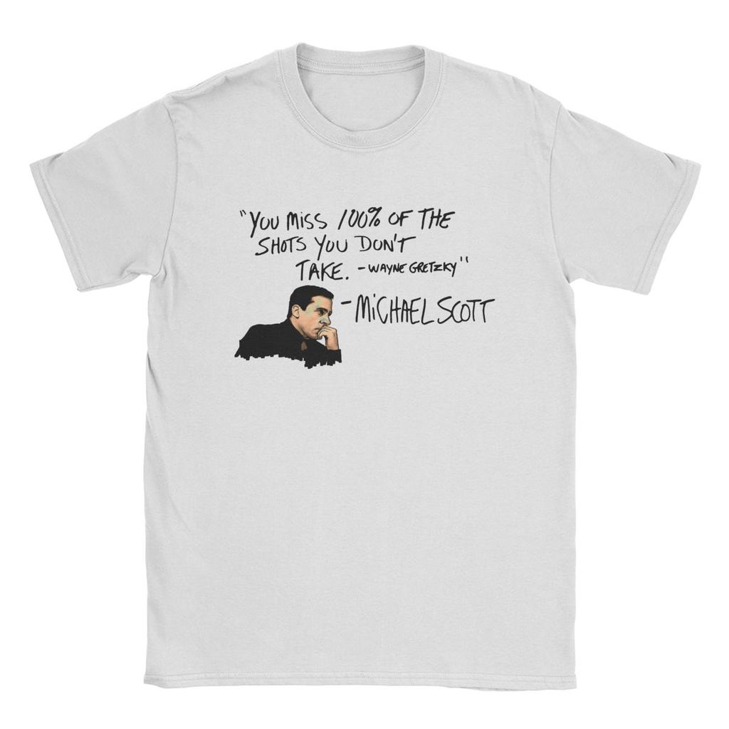 Michael Scott Citat The Office T-shirt för Män Ren Bomull Rolig T-shirt Rund Hals TV-program T-shirts Kortärmade Toppar Grafisk