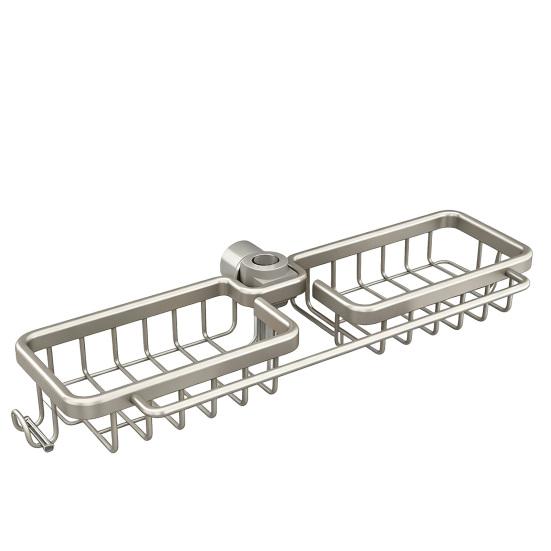 Sink Storage Rack with Hollow Design Basket 360° Rotatable Rustproof Kitchen Faucet Organizer for Sponges Brushes Cleaning Tools