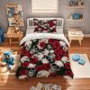 Skull And Rose Print Duvet Cover Set, No Filler, Soft and Comfortable Bedding Suitable for Bedroom and Hotel Decoration