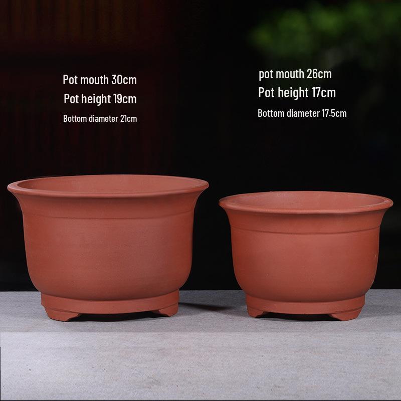 Extra Large Tall Purple Ceramic Flower Pot - High Cylinder Design