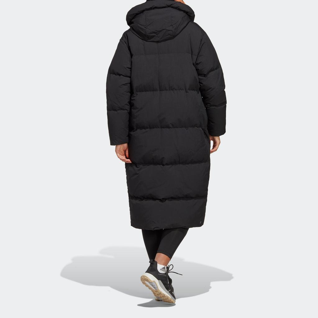 adidas W Big Baffle C Solid Logo Hooded Loose Mid-Length Puffer Jacket Women Outerwear Black HN9937