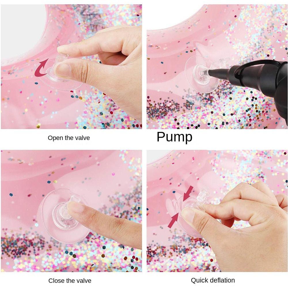 Heart Pool Float Swimming Ring Glitter Sequin Inflatable Swimming Circle Swimming Ring  Summer