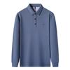 Men's Long Sleeve Turn-Down Collar Polo with Casual Embroidery