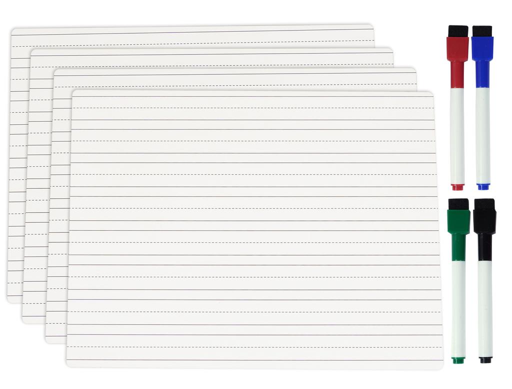 Inkdotpot Dry Erase Board For Kids 9 X 12 Double Sided Lined Blank Dry Erase Lapboard W 4 Markers For Home School (4 Piece
