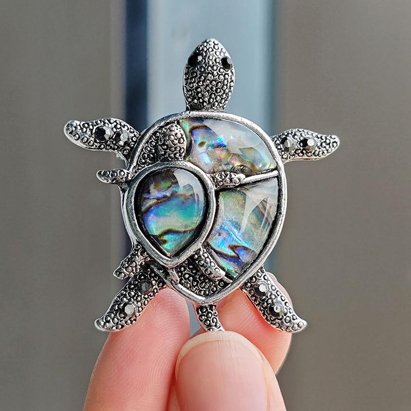 Vintage Rhinestone Cute Cartoon Turtle Animal Brooches For Women Men Coat Clothing Accessories Brooch Pins Party Jewelry Gifts