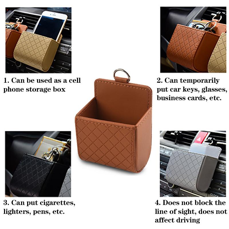 SCIONE Car Air Outlet Mobile Phone Storage Bag Air Conditioning Multifunctional Car Storage Box Car Lambskin Air Outlet Storage Hanging Bag