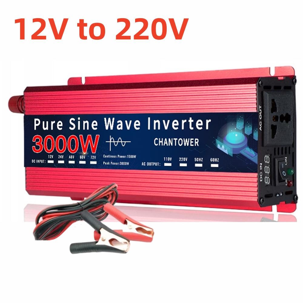 Pure Sine Wave Inverter 12V 220V 24V 110V 1600W 3000W DC To AC Portable Power Converter Car Solar Inverter