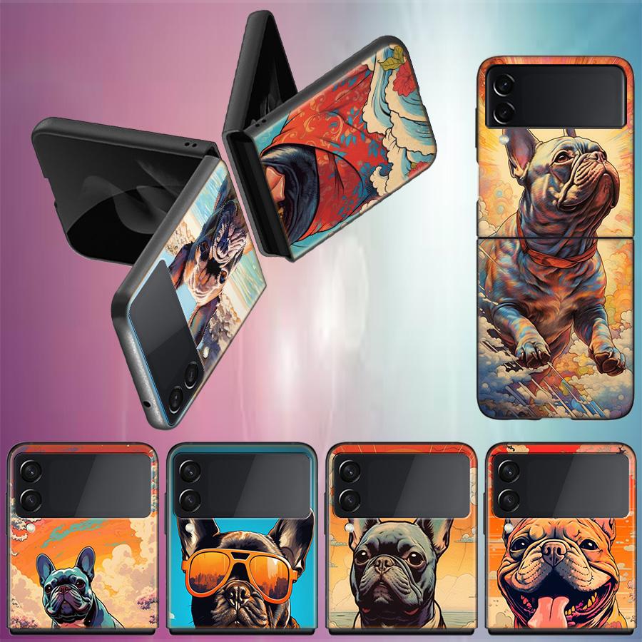 French Bulldog Dog Pug Coque For Samsung Z Flip7 6 Galaxy Case Shockproof Z Flip5 Z Flip3 4 5G Hard Cover Phone TPU PC Hard Fun