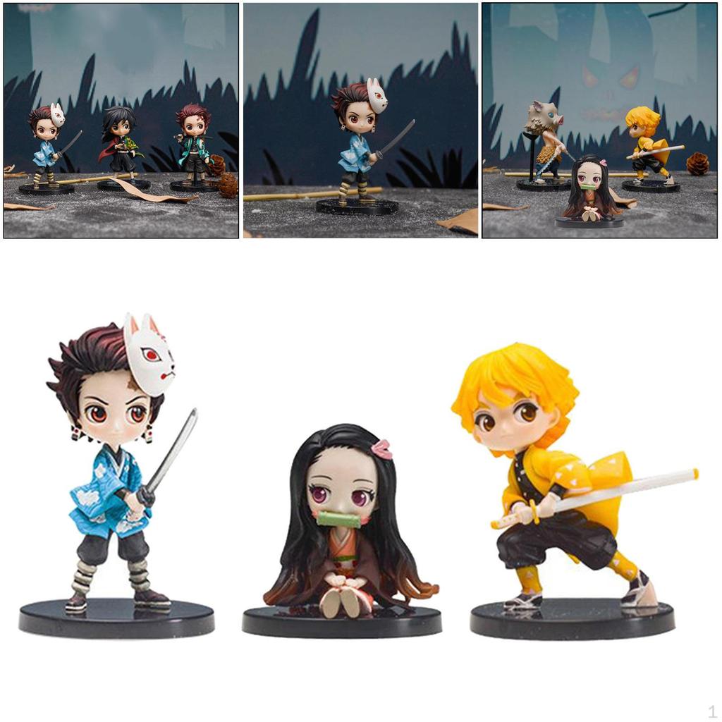 3 Pieces Demon Slayer: Kimetsu no Yaiba Action PVC Figure Toy Model Gift A