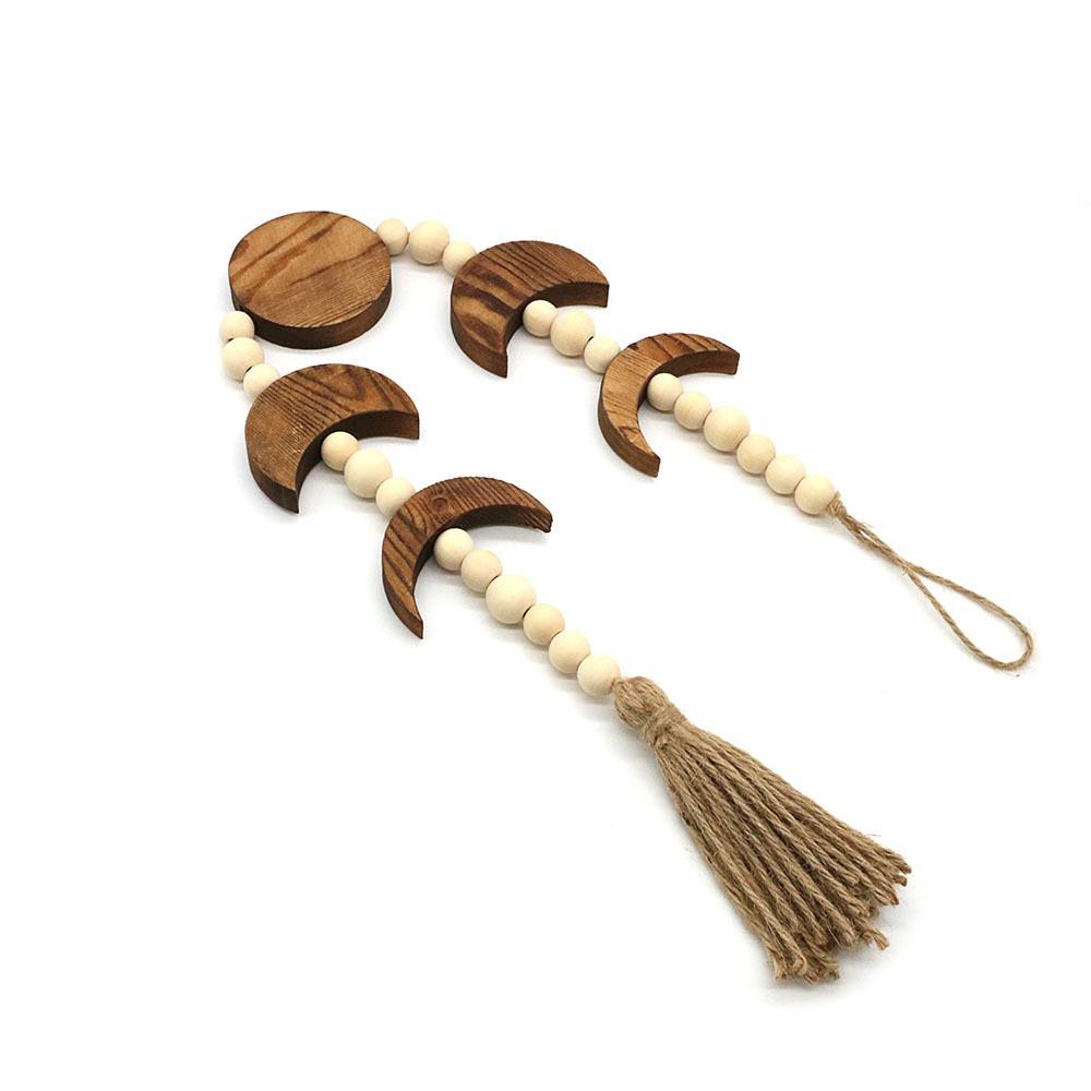 Beaded Boho Tassel Pendant Wooden Home Wall Pendant Indoor Ambience Decor Wooden Wall Hanging Dorm