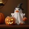Halloween Witch Ghost Figurine with Candy Corn Pumpkin Decor Ghost Duck Halloween Resin Statue Halloween Decor