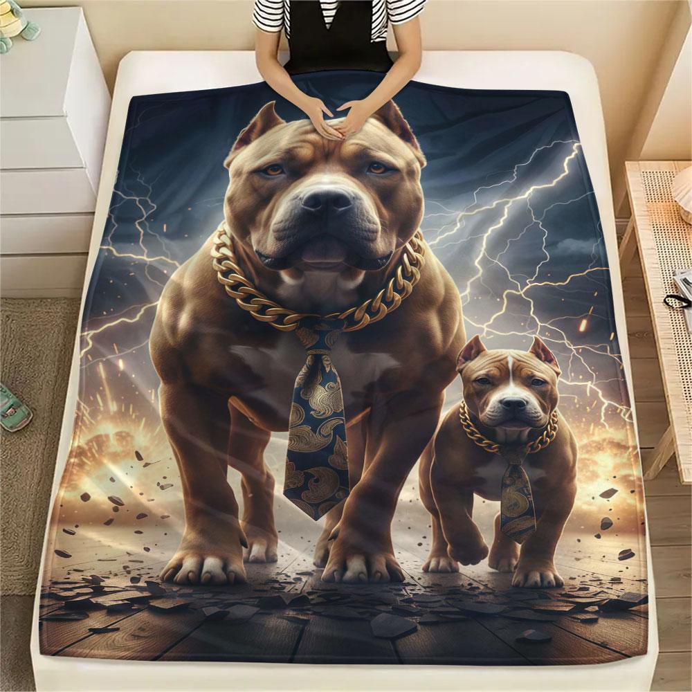 1Pc LightningPuppy Print Flannel Blanket, High quality Comfortable for All Seasons, Home Decor, Warmth and Comfort, Perfect for Christmas Gifts