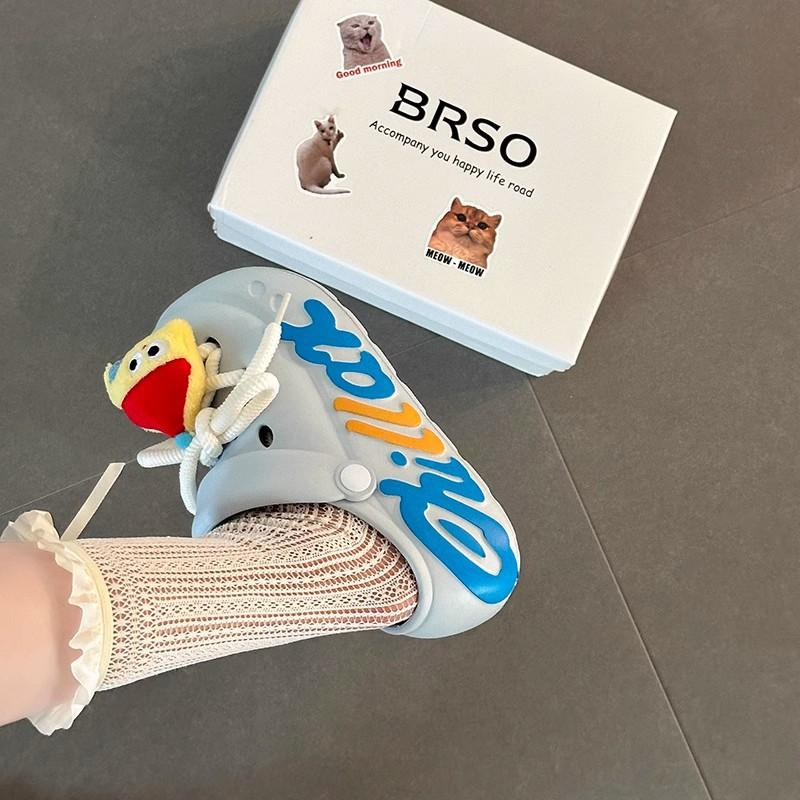 Cartoon platform hole shoes summer fashion outerwear doll muffin bottom heightening beach sandals girls bag head slippers