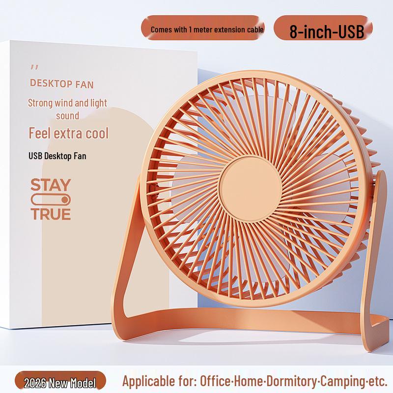 8-inch Silent USB Desk Fan: Portable, Strong Wind for Office or Dorm