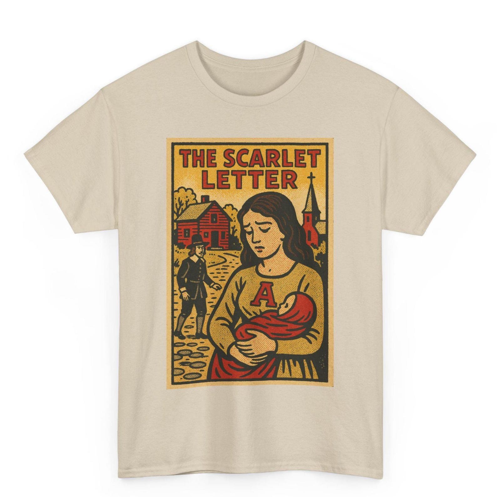 The Scarlet Letter T-Shirt: Retro Comic Book Style Hawthorne Novel Tee 4XL
