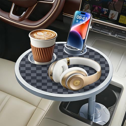 

Car Table | 360° Rotating Car Desk (for Laptops and Meals) | Integrated Aluminum Cup Holder & Smartphone Stand | Car Accessories | Car Camping, Rest,