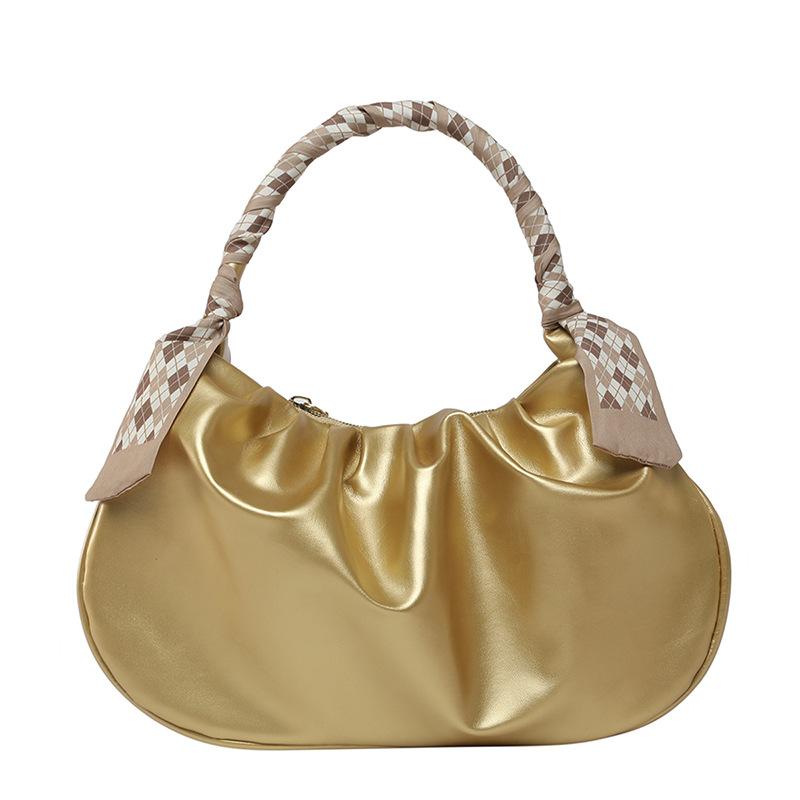 2025 summer niche new solid color simple women's armpit bag sweet handbag cloud fold bag women