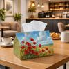 1pc Impressionist Floral Landscape Tissue Box, Poppy Field Painterly Scene Perfect for Outdoor Gatherings, Daily Desktop Use, And Suitable for Bedroom