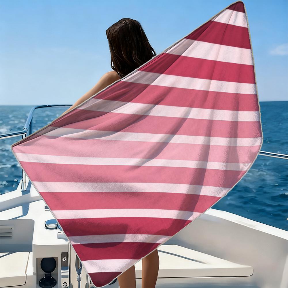 Maroon Diagonals Beach Towel Ultra-fine Fiber Quick Drying Absorbent Beach Swimming Vacationvacation Essentials Gifts