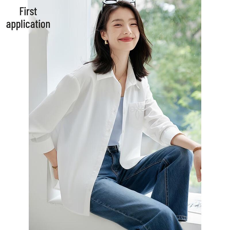 Chushen Women s Embroidered Pocket Long Sleeve Shirt L