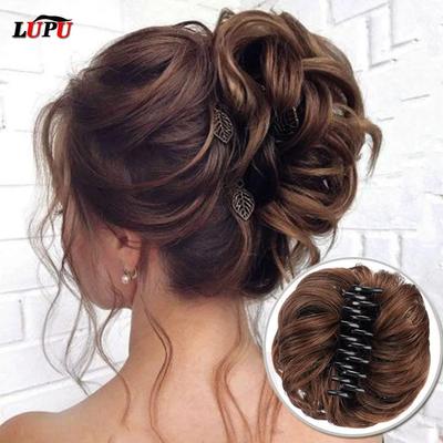 Chignon Hair Piece Curly Messy Bun Ponytail Hair Extensions Scrunchie Hairpieces for Women Synthetic Hair Bun Claw Clip In