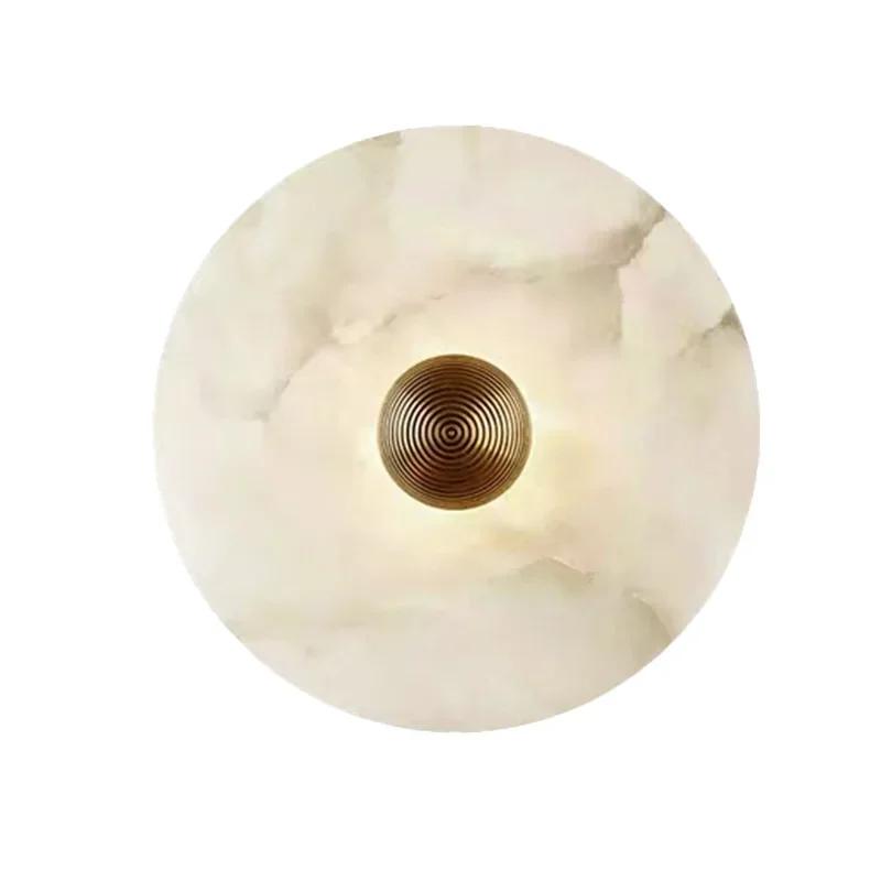 New Chinese bedroom bedside wall lamp marble all copper round living room TV background wall Nordic minimalist corridor lamps