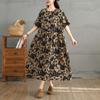 DIMANAF 2025 Women Plus Size Spring Summer Dress Casual Floral Dress Basic Vintage Loose Long Dress Maxi 9309