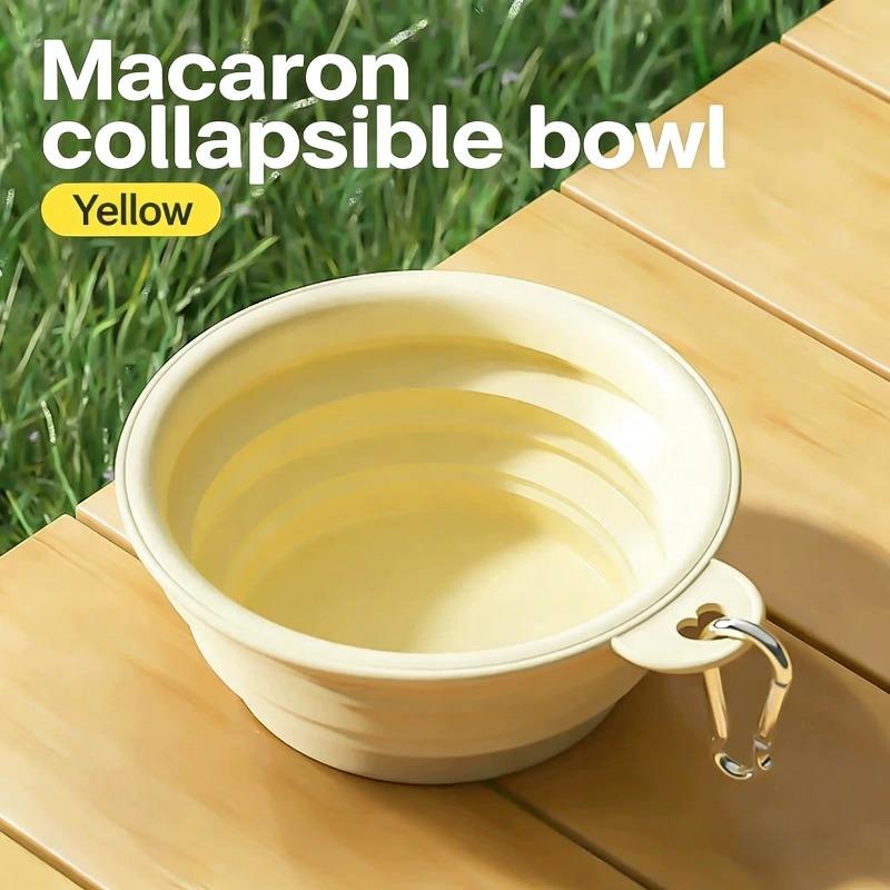 Portable Pet Folding Bowl with Carabiner Food Grade Silicone for Dogs Cats Outdoor Travel Walking Feeding Water Drinking Bowl