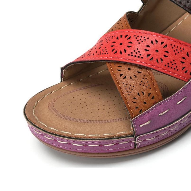 2025 Summer Women's Wedge Sandals: European & American Style, Color Block, One-Strap Design, In Stock