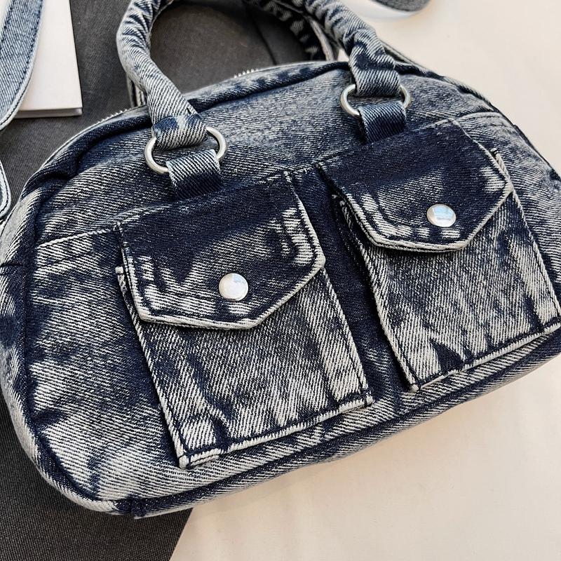 Women's Denim Shoulder Bag Large Capacity Small Square Bag
