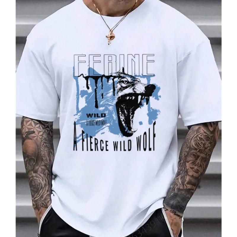 

Ferocious Wolf Cartoon Printed Tshirt Men s Harajuku Funny TShirt Graphic Tees For Women Tops Fashion Casual Streetwear 5XL різнокольоровий
