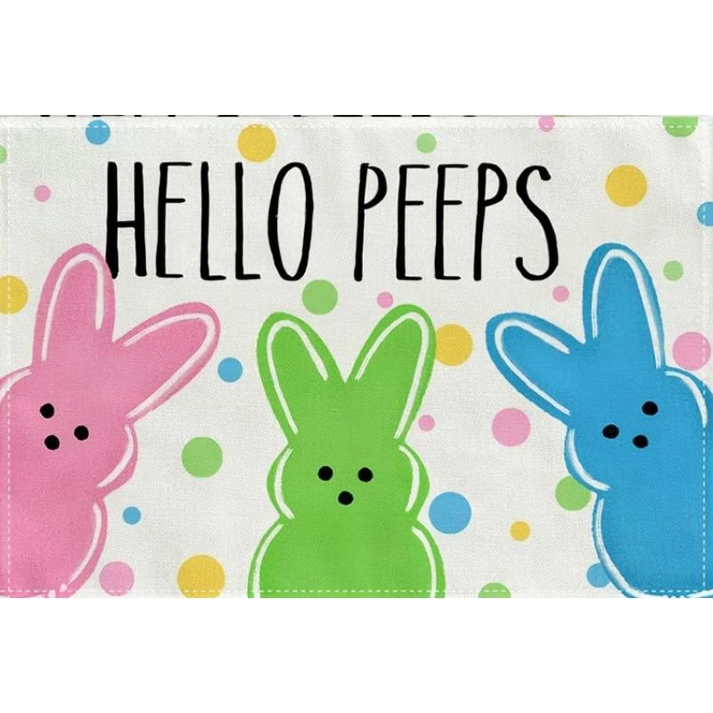 

2 шт. Пасхальные плейсматы Зайчик Привет Пипсы Весенний праздник Льняные настольные салфетки 40X30 Скандинавский Западный Плейсмат Подставки под чашки Подставки 30x40cmX2pc