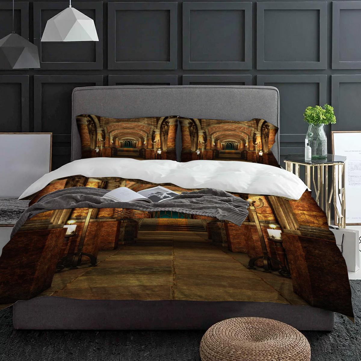 

Corridor Palace Ancient Building Bedding Set 3pcs Duvet Cover Pillowcase Kids Adult Quilt Cover Double Bed Set Home Textile EU single(135x200cm)