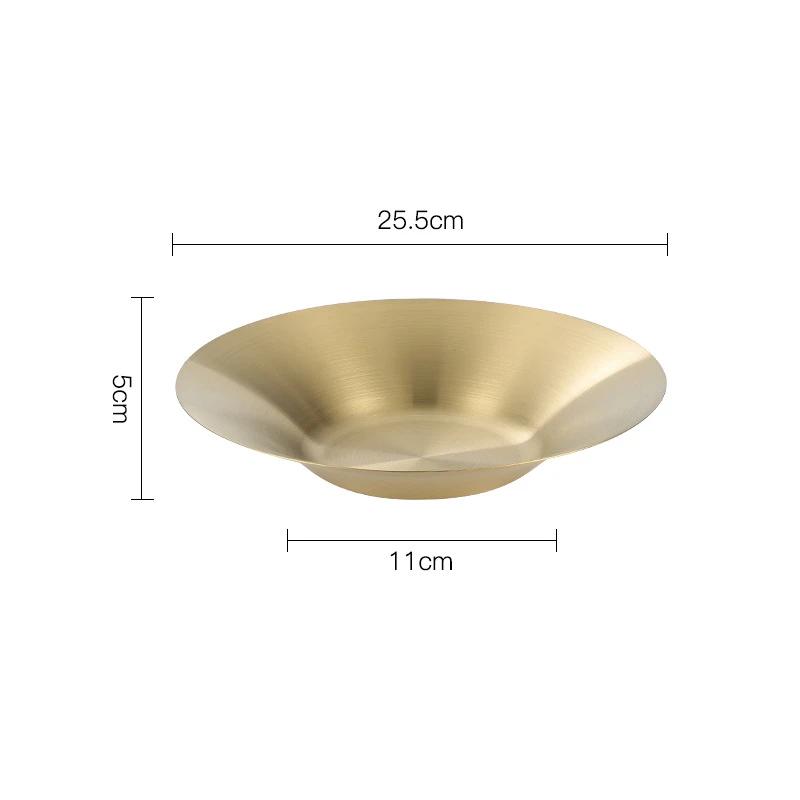 304 Deepened Stainless Steel Dinner Plate Korean Style Round Fruit Serving Dishes Trays Main Dining Noodles Platter Salad Bowl