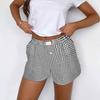 Shorts für Damen Teenager-Mädchen Elastischer Bund zum Überziehen Rot Blau Kariert Shorts Outfit Lässig Lounge Sommer-Shorts