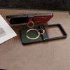 Lychee Plain Leather Metal Finger Ring and Magnetic Ring Case For Motorola Razr 60 Ultra razr60 Moto Razr 50 razr+  Cover